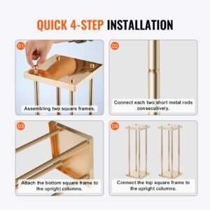 4pcs gold metal column wedding flower stand 236inch high with metal laminate vase geometric centerpiece stands cylindrical floral display rack for events reception party road leads 4.jpg