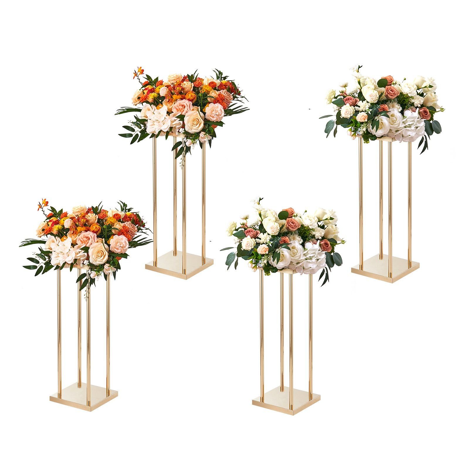 4pcs gold metal column wedding flower stand 236inch high with metal laminate vase geometric centerpiece stands cylindrical floral display rack for events reception party road leads.jpg