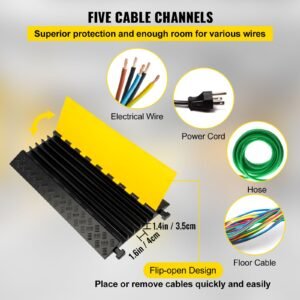 5 channel cable protectors extreme rubber cable ramps heavy duty protective cable wire cord ramp driveway rubber traffic speed bumps cable protector 5 channel 1pack 18000lb 2.jpg