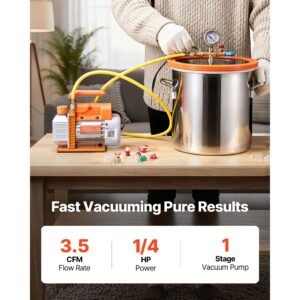 5 gallon vacuum chamber with pump 35 cfm single stage vacuum pump stainless steel degassing chamber kit with tempered glass lid 5 ft hose for stabilizing wood degassing silicone resin 1.jpg