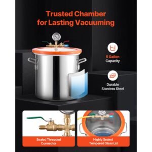 5 gallon vacuum chamber with pump 35 cfm single stage vacuum pump stainless steel degassing chamber kit with tempered glass lid 5 ft hose for stabilizing wood degassing silicone resin 3.jpg
