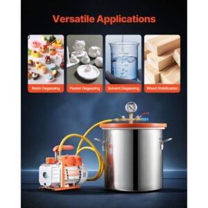 5 gallon vacuum chamber with pump 35 cfm single stage vacuum pump stainless steel degassing chamber kit with tempered glass lid 5 ft hose for stabilizing wood degassing silicone resin 5.jpg
