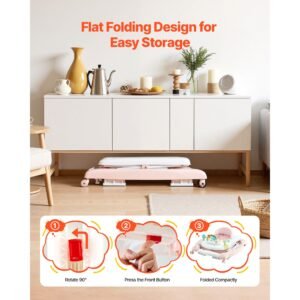 5 in 1 baby walker folding baby activity center on wheels height adjustable rocker bouncer walker with comfortable high back seat anti rollover toddler walking helper for 6 24 month boy girls 5.jpg