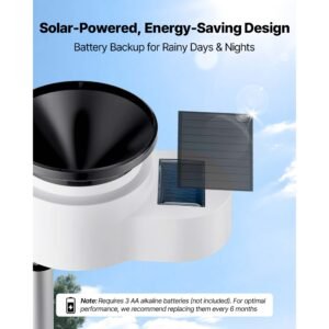 5 in 1 wi fi weather station, 7.5 inch va display, wireless solar powered outdoor sensor, rain gauge, indoor outdoor for weather forecast, wind speed direction, temperature, humidity, rainfall