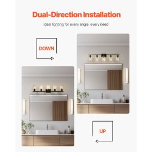 5 light bathroom vanity lights 371 inch modern light fixtures above mirror with clear glass shade 60w wall lighting for living room bedroom hallway e26 base bulbs not included 3.jpg