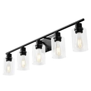 5 light bathroom vanity lights 371 inch modern light fixtures above mirror with clear glass shade 60w wall lighting for living room bedroom hallway e26 base bulbs not included 5.jpg