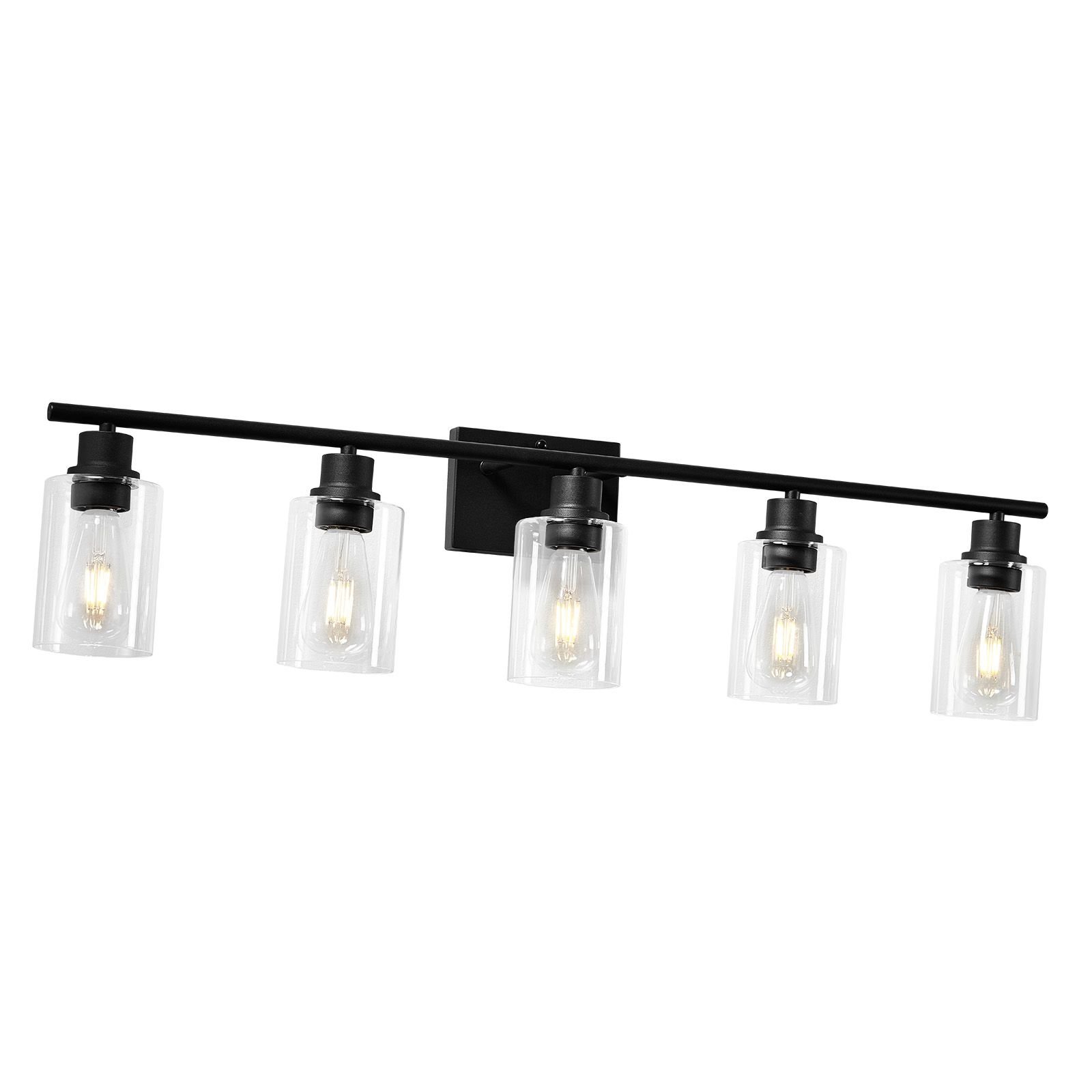 5 light bathroom vanity lights 371 inch modern light fixtures above mirror with clear glass shade 60w wall lighting for living room bedroom hallway e26 base bulbs not included.jpg