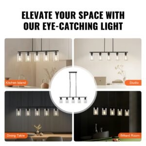 5 light kitchen island pendant lights 60w adjustable dining room light fixture with clear glass lampshade 4 rods 2 metal chains metal frame farmhouse linear chandeliers for dining room e26 5.jpg