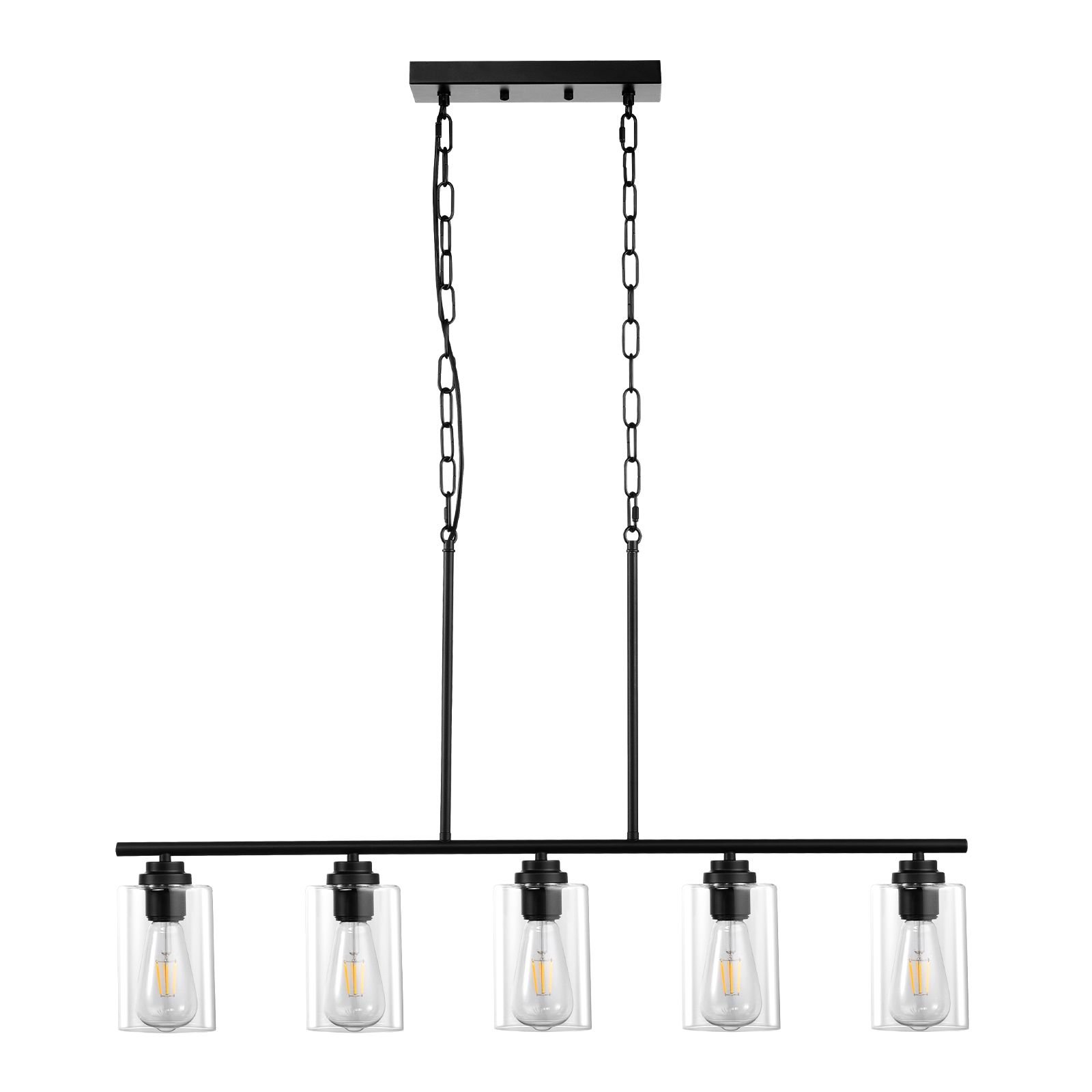 5 light kitchen island pendant lights 60w adjustable dining room light fixture with clear glass lampshade 4 rods 2 metal chains metal frame farmhouse linear chandeliers for dining room e26.jpg