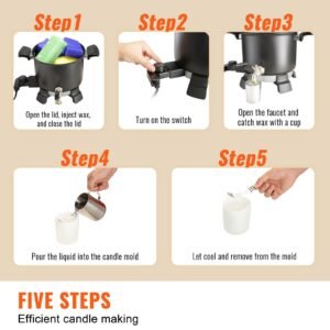 5 liter wax melter for candle making large electric wax melting pot easy pour spout 4 level temperature control easy clean for candle soap cream beauty bulk production business or home 5.jpg