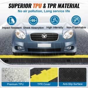 5 pcs cable protector ramp 2 channel 22000 lbsaxle capacity heavy duty tpu wire cover ramp hose protector ramp driveway traffic speed bump with tpr flip open top cover for indoor outdoor 3.jpg
