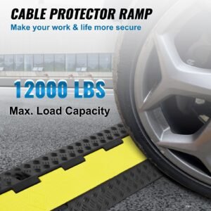 5 piece rubber cable guard dual channel 12000 lbs per axle load capacity durable hose wire protection ramp for driveways with easy access top 50 ft caution tape for both indoor outd 1.jpg