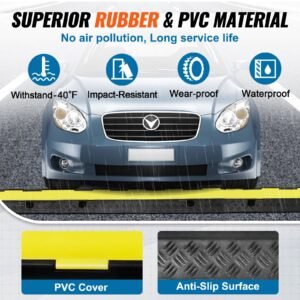 5 piece rubber cable guard dual channel 12000 lbs per axle load capacity durable hose wire protection ramp for driveways with easy access top 50 ft caution tape for both indoor outd 3.jpg