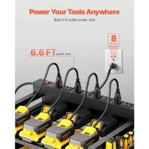 5 tier tool organizer cart with charging station 8 ac outlet floor stand rolling drill holder and tool battery storage rack on wheels garage floor rolling storage cart for workshop garage 1.jpg