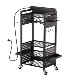 5 tier tool organizer cart with charging station 8 ac outlet floor stand rolling drill holder and tool battery storage rack on wheels garage floor rolling storage cart for workshop garage.jpg