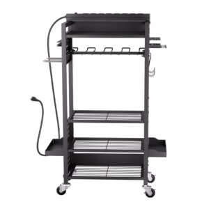 5 tier tool organizer cart with charging station 8 ac outlet floor stand rolling drill holder and tool battery storage rack on wheels garage floor rolling storage cart for workshop garage 5.jpg