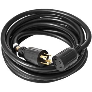 50 FT 30 Amp Generator Extension Cord SJTW 10 AWG 4 Prong, NEMA L14-30P 125/250V Heavy Duty Generator Power Cord with Twist Lock Connector