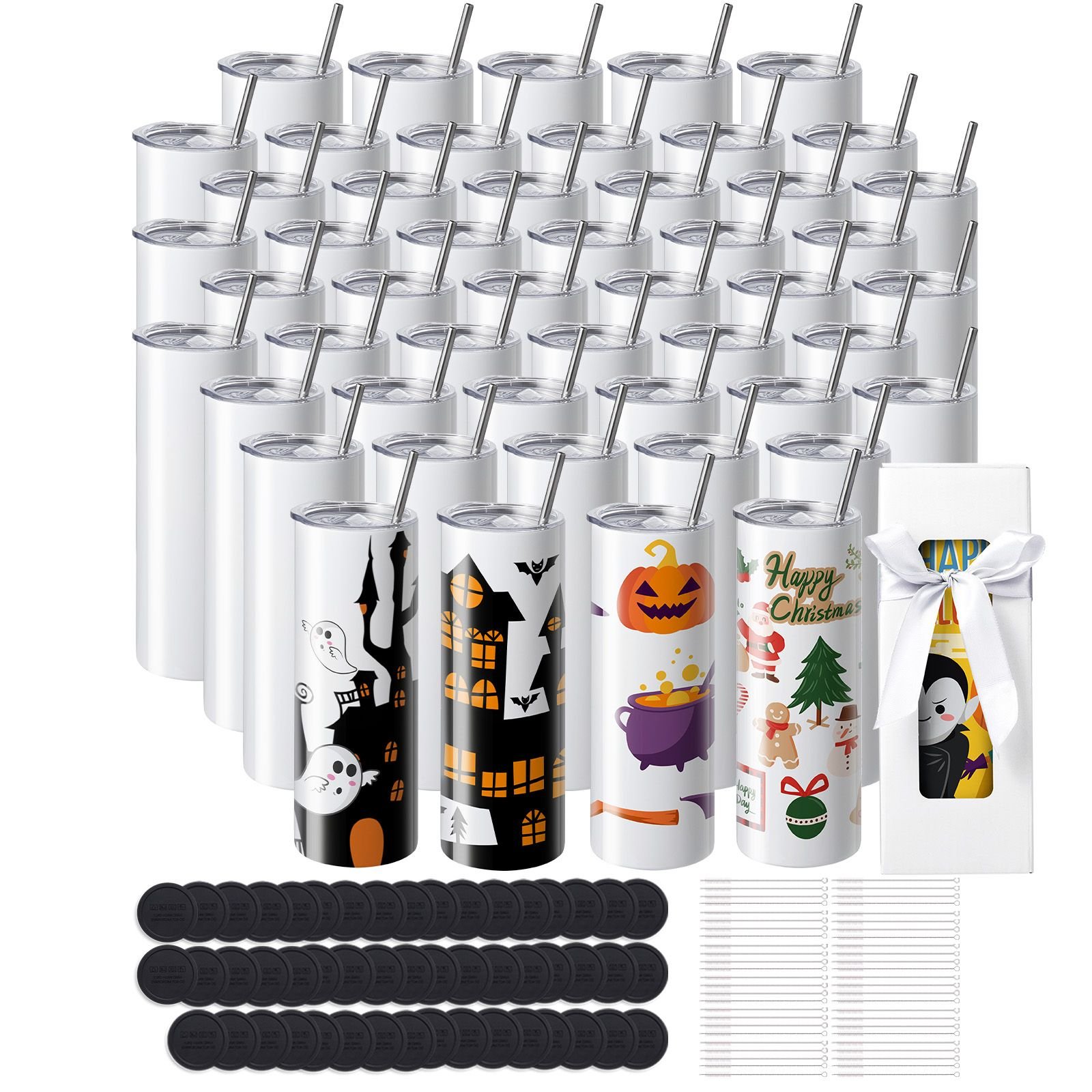 50 pack sublimation tumblers 20oz skinny straight stainless steel sublimation tumblers blank stainless steel double wall tumbler for heat transfer customized gifts with lid and straw gift box.jpg