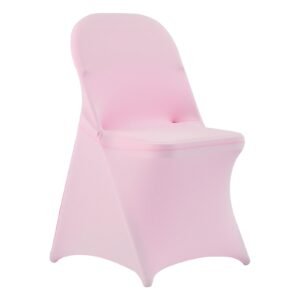 50 pcs pink chair covers, polyester spandex chair cover, stretch slipcovers for wedding party dining banquet flat front chair covers, fits chair measures up to 17.72 x 18.11 x 30.31 inch