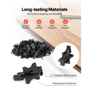 500pcs hidden deck fasteners for composite decking board, universal composite t clips & plastic hidden fasteners with metal screws,polypropylene pp clips works with 0.26 inch gaps, black