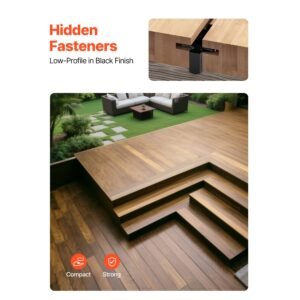 500pcs hidden deck fasteners for composite decking board, universal composite t clips & plastic hidden fasteners with metal screws,polypropylene pp clips works with 0.26 inch gaps, black
