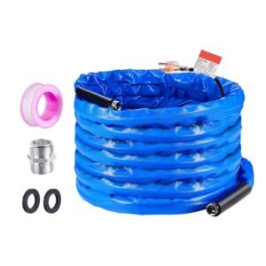 50ft Heated Water Hose for RV, Heated Drinking Water Hose with Corrugated Cover Antifreeze to -45 Fahrenheit , Automatic Self-regulating, 5/8" I.D. with 3/4" GHT Adapter, Lead and BPA Free
