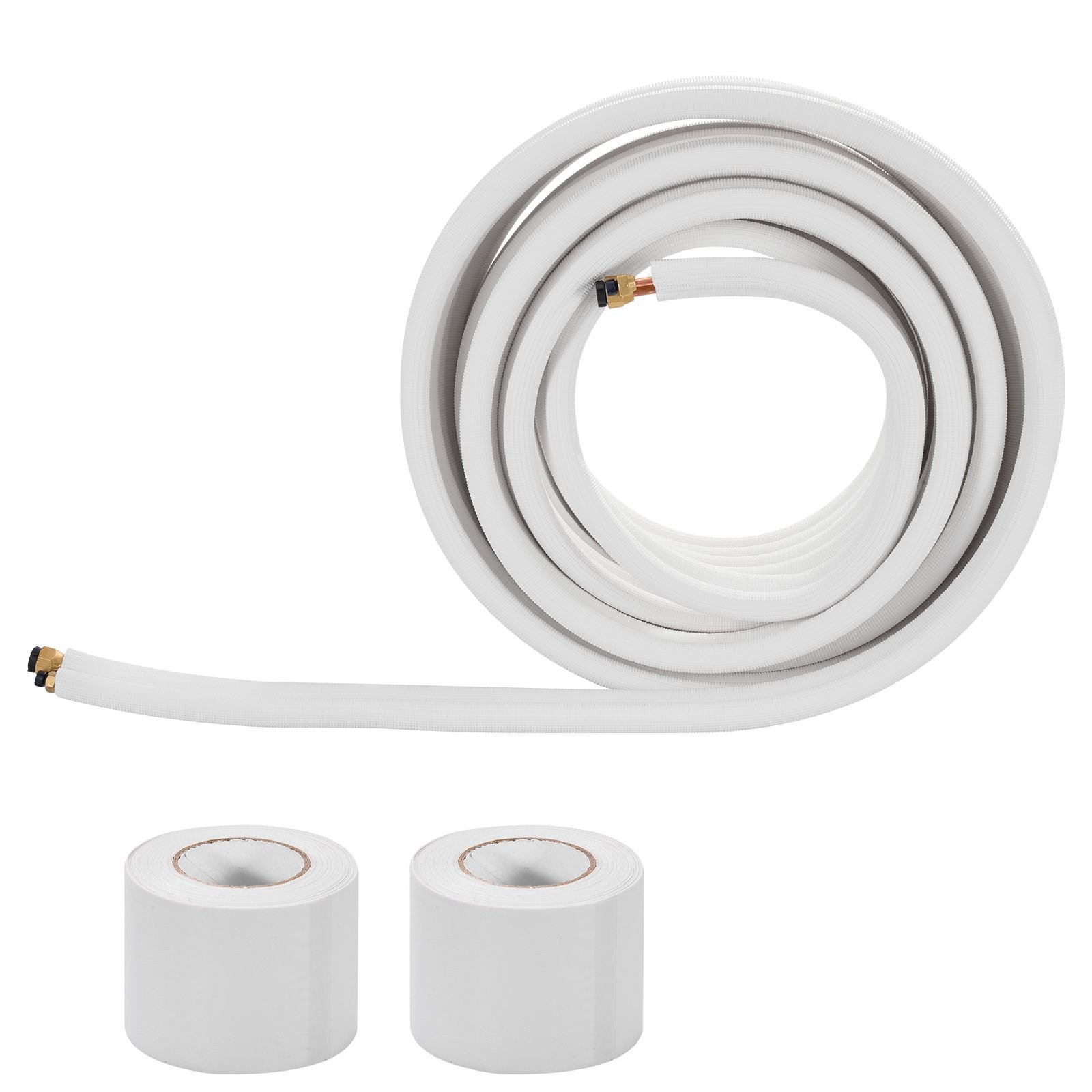 50ft mini split line set 14 12 od ac copper tubing pipe 38 white pe thickened insulated coil with flared nuts strapping tapes for mini split air conditioner hvac or heat pump system.jpg