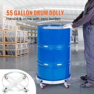 55 Gallon Heavy Duty Drum Dolly, 1000lbs Load Capacity, Barrel Dolly Cart Drum Caddy, Non Tipping Hand Truck Capacity Dollies with Steel Frame 4 Swivel Casters Wheel, for Warehouse Drum Handling
