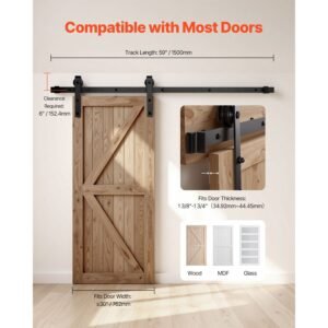 5ft sliding barn door hardware kit 330 lbs weight capacity compatible with 30 inches max width 1 38 to 1 34 inches thickness single sliding barn door durable track j shape rollerblack 2.jpg