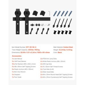 5ft sliding barn door hardware kit 330 lbs weight capacity compatible with 30 inches max width 1 38 to 1 34 inches thickness single sliding barn door durable track j shape rollerblack 3.jpg