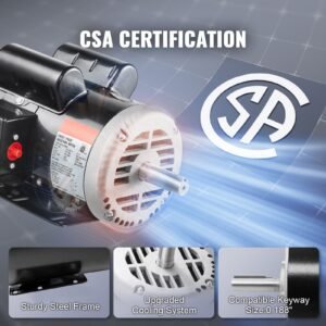5HP Air Compressor Electric Motor, 230V 25 Amps, 56HZ Frame 3450RPM, 7/8" Keyed Shaft, 2.25" Shaft Length, Single Phase, CCW/CW (Factory Setting is CCW)