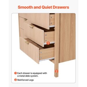 6 fluted drawer dresser wooden chest of drawers with sliding anti tip device modern minimalist dresser chest closet storage organizer for living room hallway entryway light wood 5.jpg