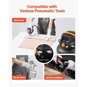 6 gallon air compressor 17hp 23cfm90psi portable pancake air compressor 150psi max pressure 12 piece accessory kit with 50ft air hose for tire inflation spray painting woodwork nailing 3.jpg