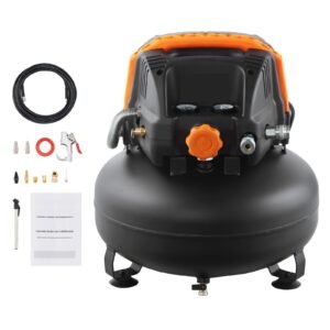 6 gallon air compressor 17hp 23cfm90psi portable pancake air compressor 150psi max pressure 12 piece accessory kit with 50ft air hose for tire inflation spray painting woodwork nailing.jpg