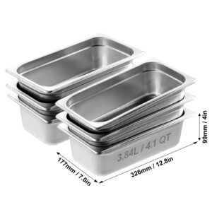 6 pack hotel pans 13 size anti jam steam pan 08mm thick stainless steel restaurant steam table pan 4 inch deep commercial table pan catering storage food pan for industrial scientific 1.jpg