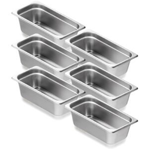 6 pack hotel pans 13 size anti jam steam pan 08mm thick stainless steel restaurant steam table pan 4 inch deep commercial table pan catering storage food pan for industrial scientific 2.jpg