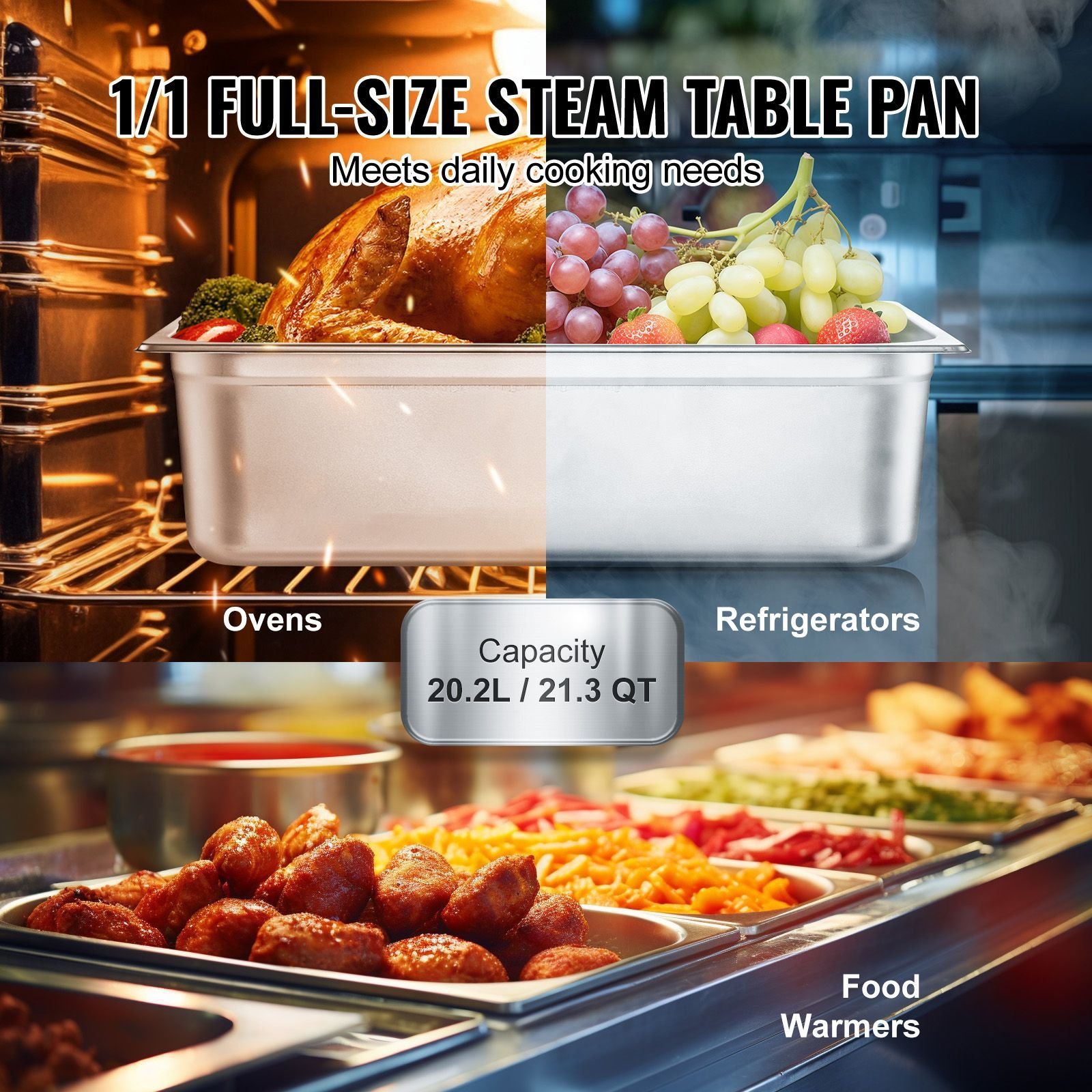 6 pack hotel pans full size anti jam steam pan 08mm thick stainless steel restaurant steam table pan 6 inch deep commercial table pan catering storage food pan for industrial scientific.jpg