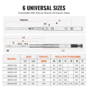 6 pairs of 22 inch drawer slides side mount rails heavy duty full extension steel track soft close noiseless guide glides cabinet kitchen runners with ball bearing 100 lbs load capacity 4.jpg