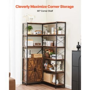 6 tier corner bookshelf 70 tall corner bookcase with storage cabinet 2 barn doors 10 storage shelves farmhouse l shaped corner display shelf for bedroom living room office 1.jpg