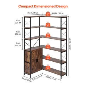 6 tier corner bookshelf 70 tall corner bookcase with storage cabinet 2 barn doors 10 storage shelves farmhouse l shaped corner display shelf for bedroom living room office 2.jpg