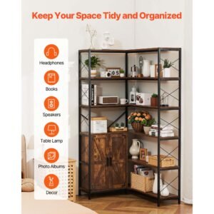 6 tier corner bookshelf 70 tall corner bookcase with storage cabinet 2 barn doors 10 storage shelves farmhouse l shaped corner display shelf for bedroom living room office 3.jpg