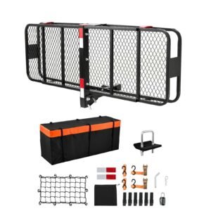 60" x 20" x 6", Hitch Cargo Carrier, 500 lbs Capacity Hitch Cargo Carrier with Cargo Net & Waterproof Cargo Bag, Folding Hitch Mount Cargo Carrier with Hitch Lock for 2" Receiver, Fit for SUVs