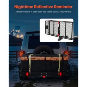 60 x 20 x 6 hitch cargo carrier 500 lbs capacity hitch cargo carrier with cargo net waterproof cargo bag folding hitch mount cargo carrier with hitch lock for 2 receiver fit for suvs 5.jpg