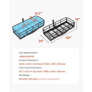 60 x 24 x 14 hitch cargo carrier 500 lbs capacity hitch cargo carrier with anti rattle hitch stabilizer folding hitch mount cargo carrier with pins and latches fit for suvspickup trucks 5.jpg