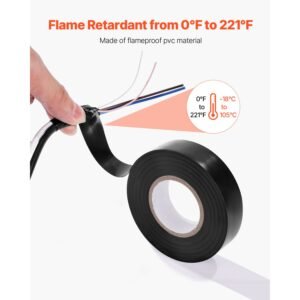 600v electrical tape 10 rolls 34 in x 66 ft general purpose pvc insulating wire 0 to 221 f flame retardant waterproof secure adhesion weather resistance for electrical equipment black 3.jpg