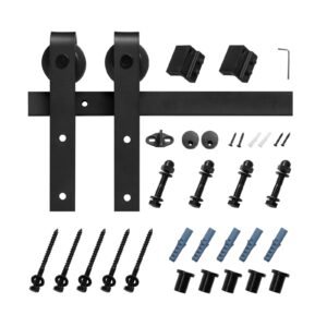 6FT Sliding Barn Door Hardware Kit, 330 LBS Weight Capacity, Compatible with 36 Inches Max Width & 1-3/8 to 1-3/4 Inches Thickness Single Sliding Barn Door, Durable Track & J-shape Roller, Black