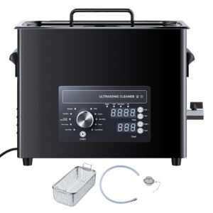 6L Ultrasonic Cleaner, Professional Ultrasonic Cleaner Machine with Knob Control, Stainless Steel Cleaning Machine with Basket and Cleaning Ball, for Watches, Razors, Jewelry, Coins and More