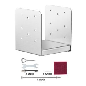 6"x 6" Post Base, 10Pcs Stainless Steel Adjustable Post Anchor Bracket(Internal 5.9 x 5.5"), Adjustable Post Base for Pavilion Deck Porch Handrail Railing Support Decorative Anchor Plate