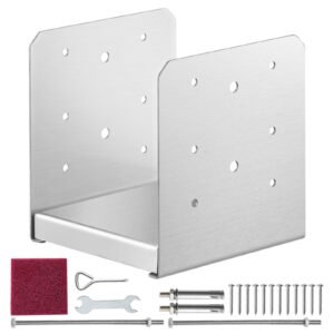 6"x 6" Post Base, 1Pcs Stainless Steel Adjustable Post Anchor Bracket(Internal 5.9 x 5.5"), Adjustable Post Base for Pavilion Deck Porch Handrail Railing Support Decorative Anchor Plate