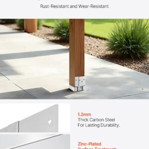 6x6 post base 10 pcs inner size 549x557inch1395x1415mm concrete post anchor heavy duty zinc plated carbon steel posts brackets with 1 inch standoff elevation for concrete pergolas patio 2.jpg